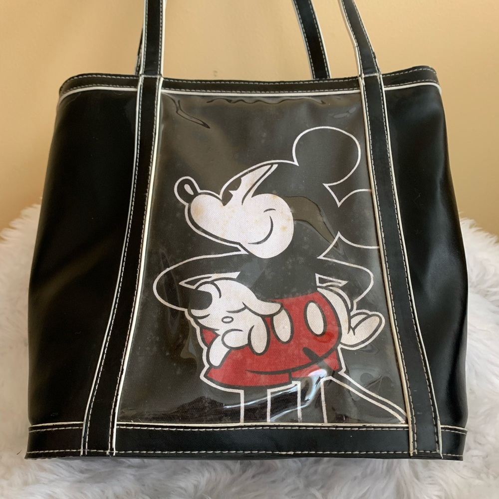 VINTAGE DISNEY Mickey Mouse black bag with sequins accents (behind plast…